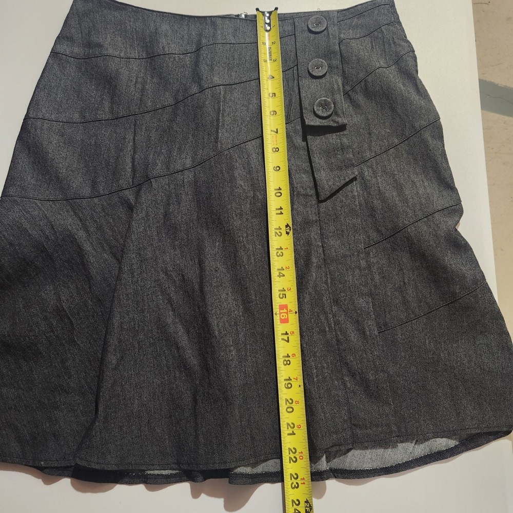 Vtg Sandro Sportswear Women's Denim Midi Skirt Sz 12 Dark Wash A-Line Buttons - Picture 6 of 10